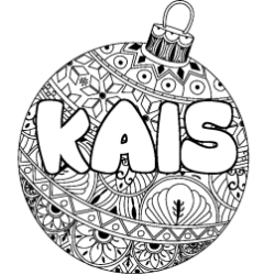 Coloriage pr&eacute;nom KAIS - d&eacute;cor Boule de No&euml;l