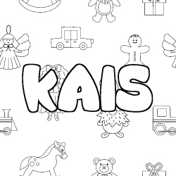 Coloriage pr&eacute;nom KAIS - d&eacute;cor Jouets