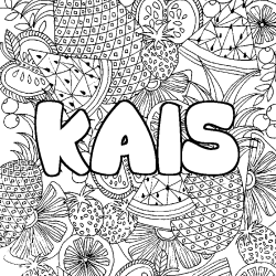 Coloriage pr&eacute;nom KAIS - d&eacute;cor Mandala fruits