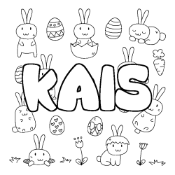 Coloriage pr&eacute;nom KAIS - d&eacute;cor Paques
