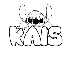 Coloriage prénom KAIS - décor Stitch