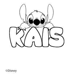 Coloriage pr&eacute;nom KAIS - d&eacute;cor Stitch