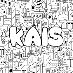 Coloriage prénom KAIS - décor Ville