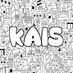 Coloriage pr&eacute;nom KAIS - d&eacute;cor Ville