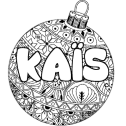 Coloriage pr&eacute;nom KA&Iuml;S - d&eacute;cor Boule de No&euml;l