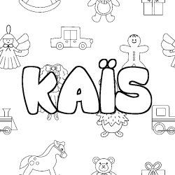Coloriage pr&eacute;nom KA&Iuml;S - d&eacute;cor Jouets