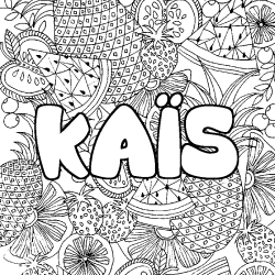Coloriage pr&eacute;nom KA&Iuml;S - d&eacute;cor Mandala fruits
