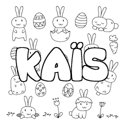Coloriage pr&eacute;nom KA&Iuml;S - d&eacute;cor Paques