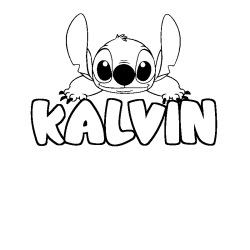 Coloriage prénom KALVIN - décor Stitch
