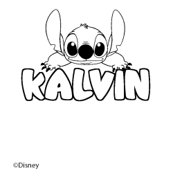 Coloriage pr&eacute;nom KALVIN - d&eacute;cor Stitch