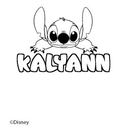 Coloriage pr&eacute;nom KALYANN - d&eacute;cor Stitch