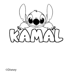 Coloriage pr&eacute;nom KAMAL - d&eacute;cor Stitch