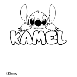 Coloriage pr&eacute;nom KAMEL - d&eacute;cor Stitch