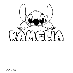 Coloriage pr&eacute;nom KAMELIA - d&eacute;cor Stitch