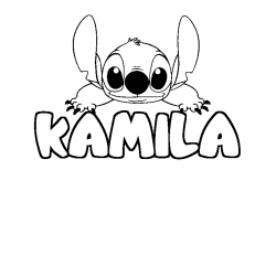 Coloriage prénom KAMILA - décor Stitch