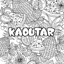 Coloriage pr&eacute;nom KAOUTAR - d&eacute;cor Mandala fruits