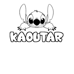 Coloriage prénom KAOUTAR - décor Stitch