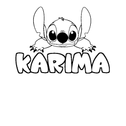 Coloriage prénom KARIMA - décor Stitch