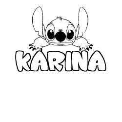 Coloriage prénom KARINA - décor Stitch
