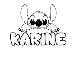 Coloriage prénom KARINE - décor Stitch