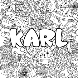 Coloriage prénom KARL - décor Mandala fruits