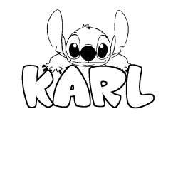 Coloriage prénom KARL - décor Stitch