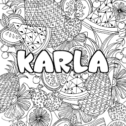 Coloriage prénom KARLA - décor Mandala fruits