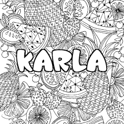 Coloriage pr&eacute;nom KARLA - d&eacute;cor Mandala fruits