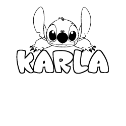 Coloriage prénom KARLA - décor Stitch