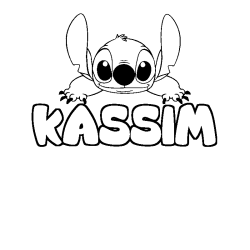 Coloriage prénom KASSIM - décor Stitch