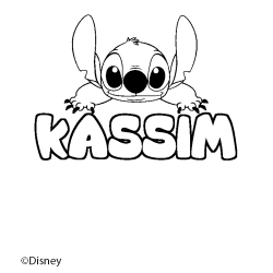Coloriage pr&eacute;nom KASSIM - d&eacute;cor Stitch