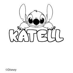 Coloriage pr&eacute;nom KATELL - d&eacute;cor Stitch