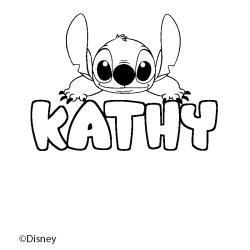 Coloriage pr&eacute;nom KATHY - d&eacute;cor Stitch