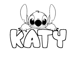 Coloriage prénom KATY - décor Stitch