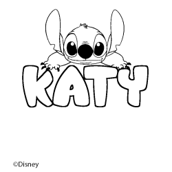 Coloriage pr&eacute;nom KATY - d&eacute;cor Stitch