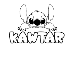 Coloriage prénom KAWTAR - décor Stitch