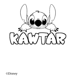 Coloriage pr&eacute;nom KAWTAR - d&eacute;cor Stitch