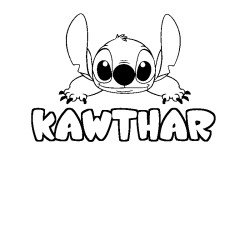 Coloriage prénom KAWTHAR - décor Stitch