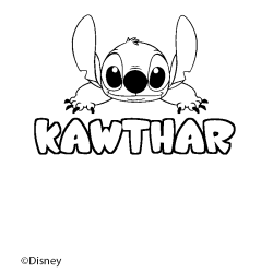 Coloriage pr&eacute;nom KAWTHAR - d&eacute;cor Stitch