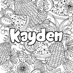 Coloriage prénom KAYDEN - décor Mandala fruits