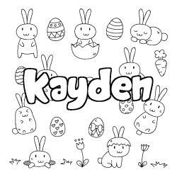 Coloriage prénom KAYDEN - décor Paques