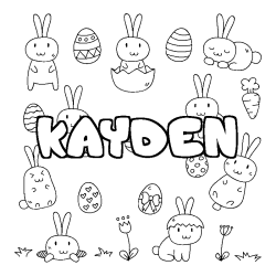 Coloriage pr&eacute;nom KAYDEN - d&eacute;cor Paques
