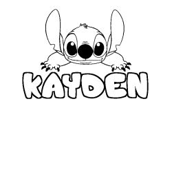 Coloriage prénom KAYDEN - décor Stitch