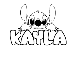 Coloriage prénom KAYLA - décor Stitch