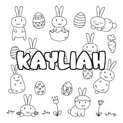 Coloriage pr&eacute;nom KAYLIAH - d&eacute;cor Paques