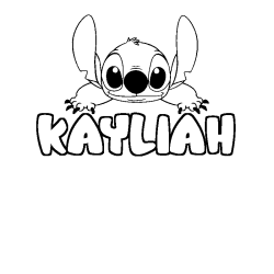 Coloriage prénom KAYLIAH - décor Stitch