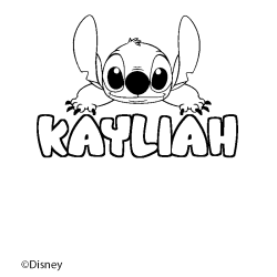 Coloriage pr&eacute;nom KAYLIAH - d&eacute;cor Stitch