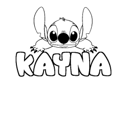 Coloriage prénom KAYNA - décor Stitch