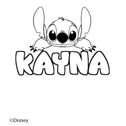 Coloriage pr&eacute;nom KAYNA - d&eacute;cor Stitch