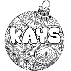 Coloriage pr&eacute;nom KAYS - d&eacute;cor Boule de No&euml;l